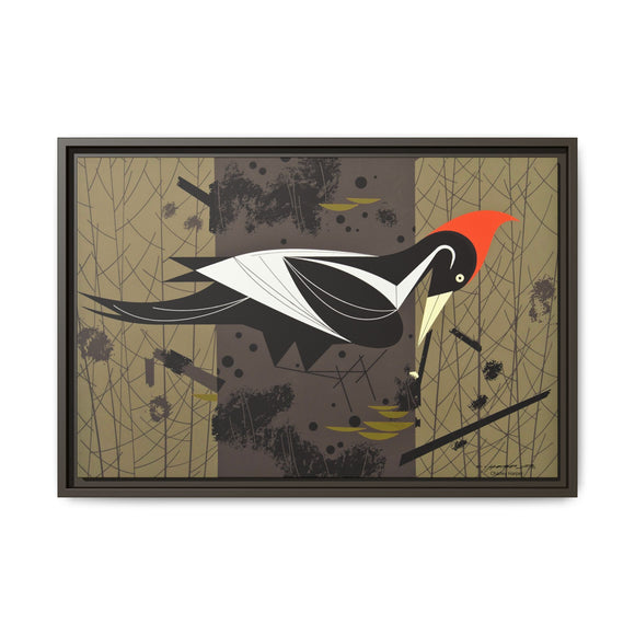 Ivory Billed Woodpecker Charley Harper Framed Giclee Print on Stretched on Canvas
