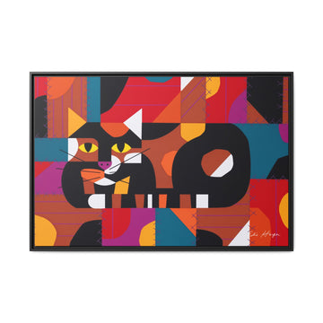 Crazy Cat Crazy Quilt Edie Harper Framed Giclee Print Stretched On Canvas - 0
