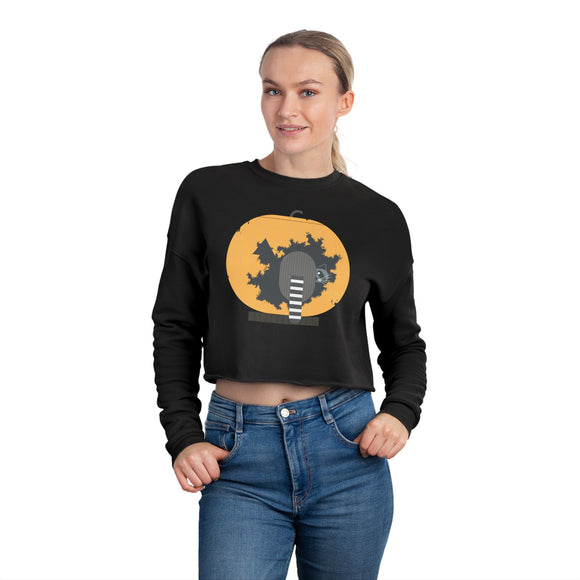 Racc-O-Lantern Charley Harper Women's Cropped Bella Canvas Sweatshirt