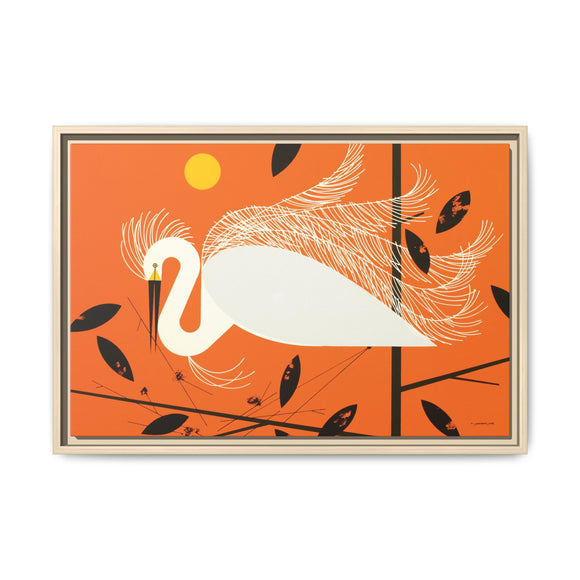Snowy Egret Charley Harper Framed Giclee Print on Stretched Canvas