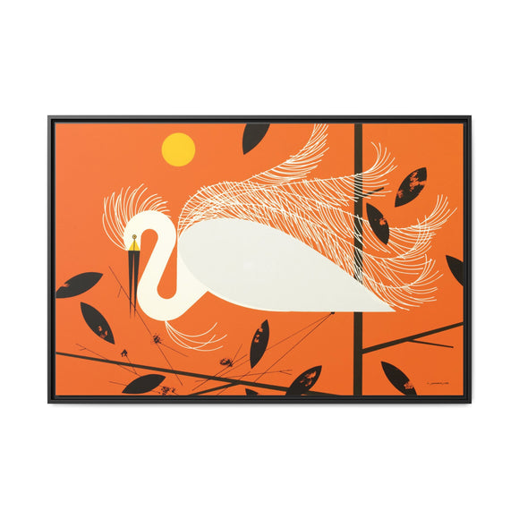 Snowy Egret Charley Harper Framed Giclee Print on Stretched Canvas