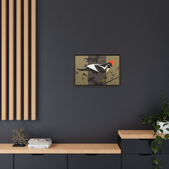 Ivory Billed Woodpecker Charley Harper Framed Giclee Print on Stretched on Canvas