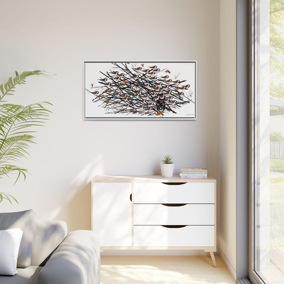 His Eyes Are On The Sparrow Charley Harper Framed Giclee Print Stretched on Canvas
