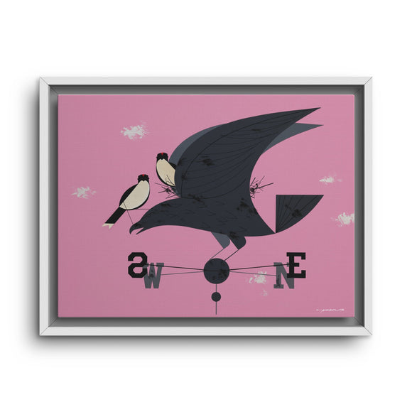 Eastern Kingbird Charley Harper Giclee on Matte Stretched Canvas