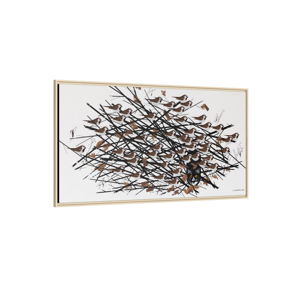 His Eyes Are On The Sparrow Charley Harper Framed Giclee Print Stretched on Canvas