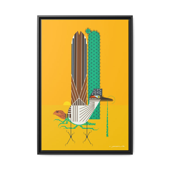 Tall Tail Charley Harper  Framed Giclee on Stretched Canvas Wall Art Southwest Mid-Century Modern Art