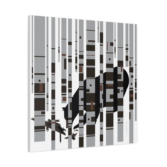 Bear in the Birches Charley Harper Giclee on Stretched Canvas