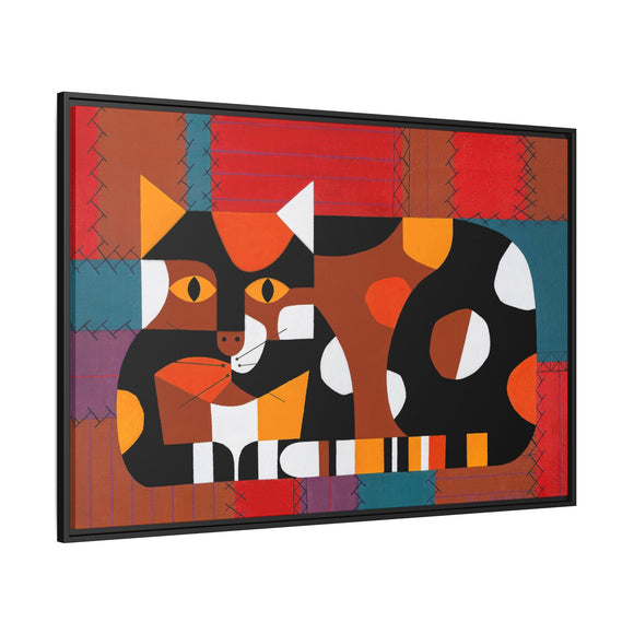 Edie Harper Crazy Cat Crazy Quilt Framed Giclee On Stretched Canvas Print