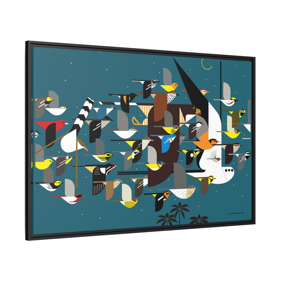 Charley Harper Mystery Of The Missing Migrants Framed Giclee On Canvas Wall  Art
