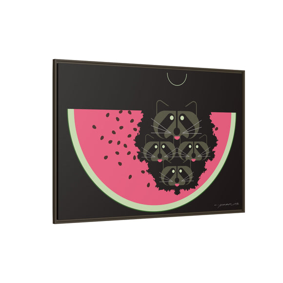 Watermelon Moon Charley Harper Framed Giclee Print on Matte Canvas