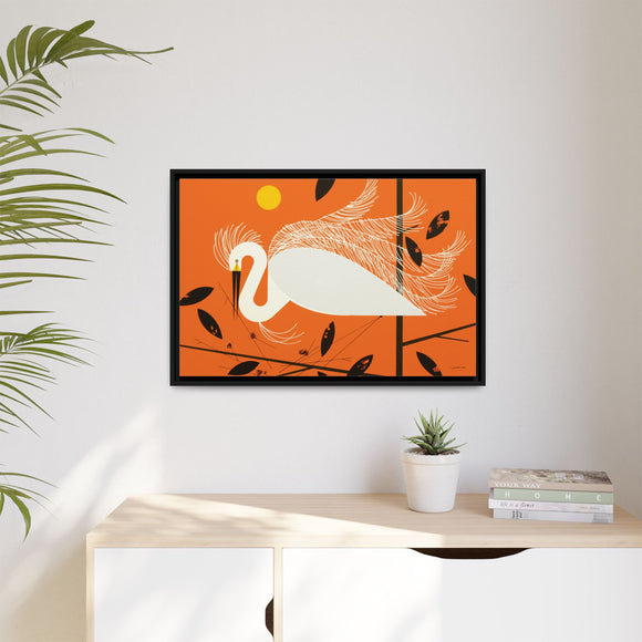 Snowy Egret Charley Harper Framed Giclee Print on Stretched Canvas