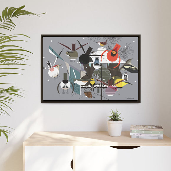 Winter Charley Harper Framed Giclee Print Stretched On Canvas