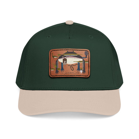 Everglades Mid Profile Baseball Cap with Leather Patch (Rectangle)