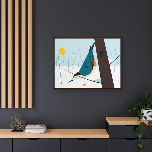 White-Breasted Nuthatch Charley Harper Giclee on Matte Stretched Canvas