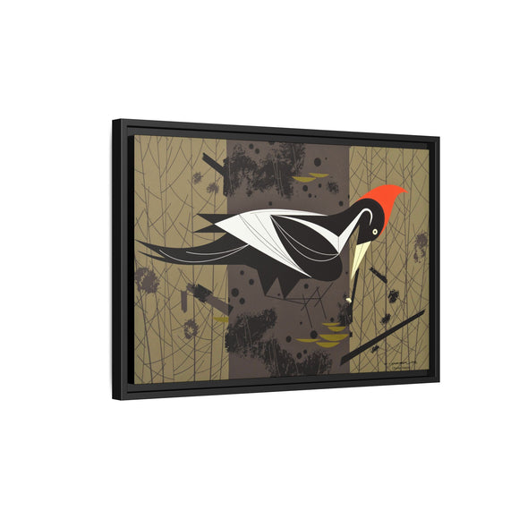 Ivory Billed Woodpecker Charley Harper Framed Giclee Print on Stretched on Canvas