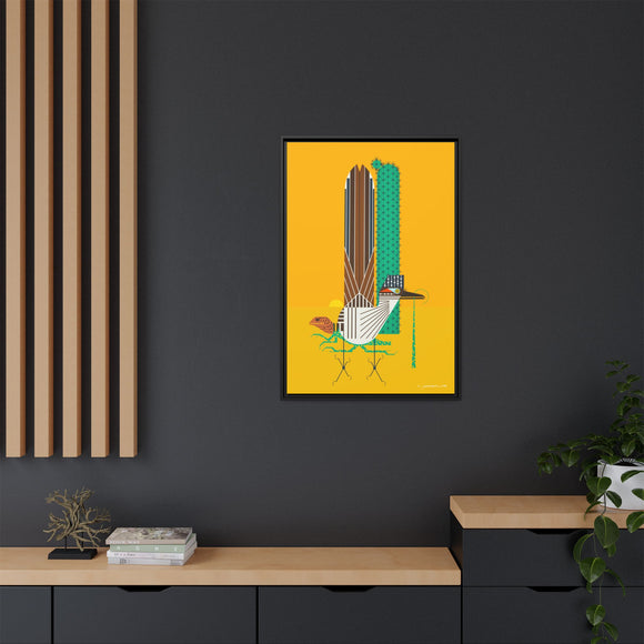 Tall Tail Charley Harper  Framed Giclee on Stretched Canvas Wall Art Southwest Mid-Century Modern Art