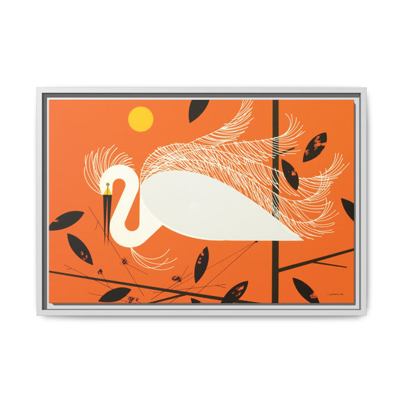 Snowy Egret Charley Harper Framed Giclee Print on Stretched Canvas