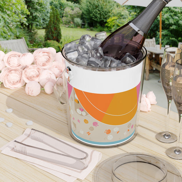 Edie Harper Sandpeeper Acrylic Ice Bucket with Tongs
