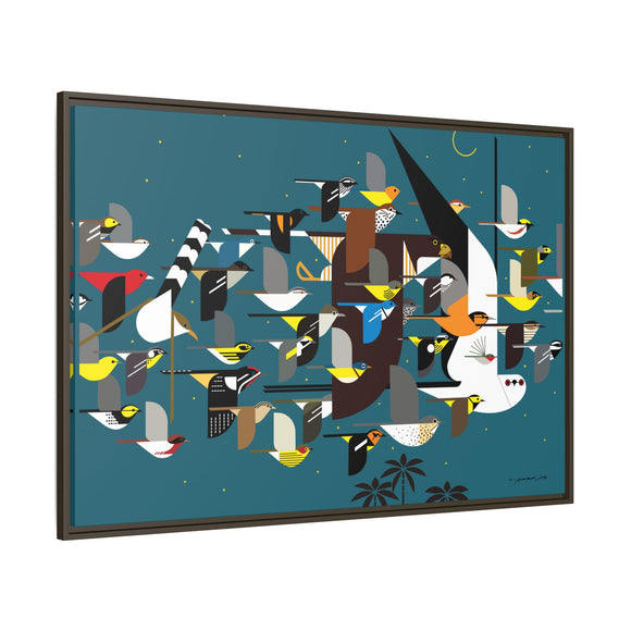 Charley Harper Mystery Of The Missing Migrants Framed Giclee On Canvas Wall  Art