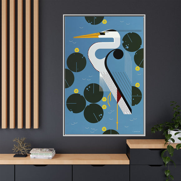 Herondipity Charley Harper Framed Giclee Print on Stretched Canvas
