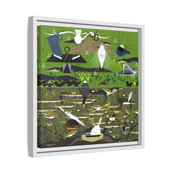 Charley Harper Florida Everglades Wall Art – Mid-Century Modern Geometric Bird Canvas with Minimal Wildlife Accents